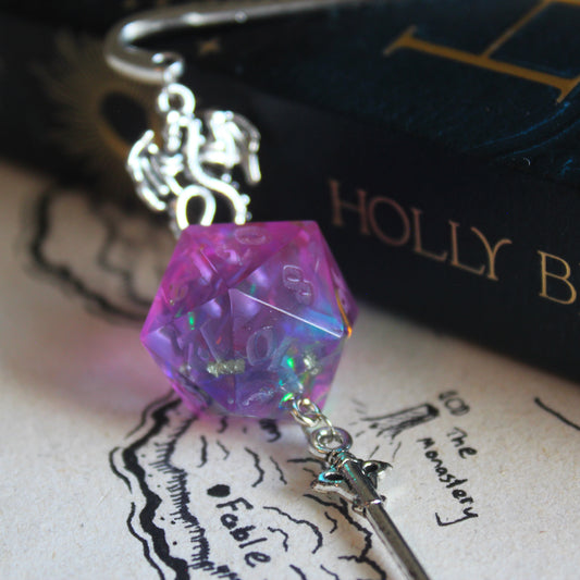 Heliotrope Fairy Garden Metal Bookmark with Dice