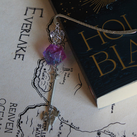 Heliotrope Fairy Garden Metal Bookmark with Dice