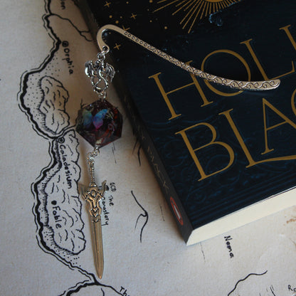 Eternal Bloom of the Night Metal Bookmark with Dice