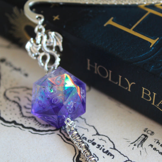 Violet Kiss Metal Bookmark with Dice