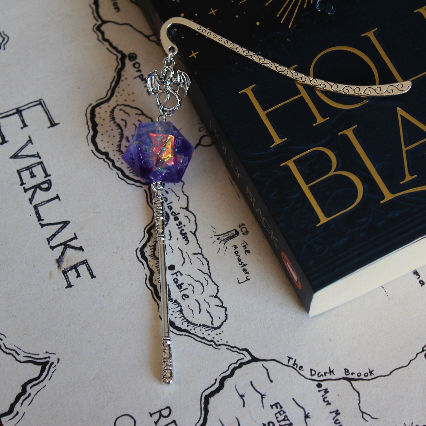 Violet Kiss Metal Bookmark with Dice