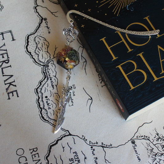 Floral Grace Metal Bookmark with Dice