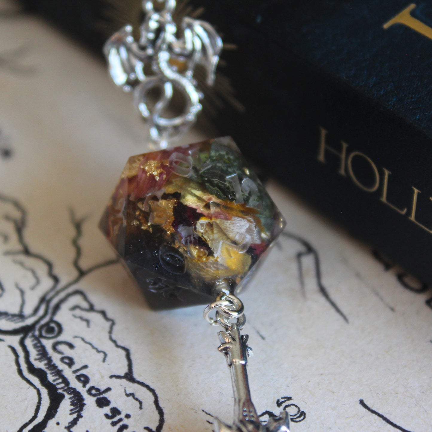 Floral Grace Metal Bookmark with Dice