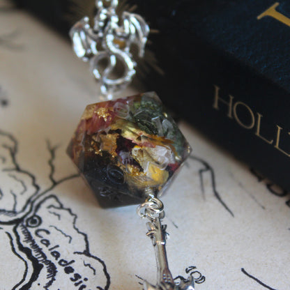 Floral Grace Metal Bookmark with Dice