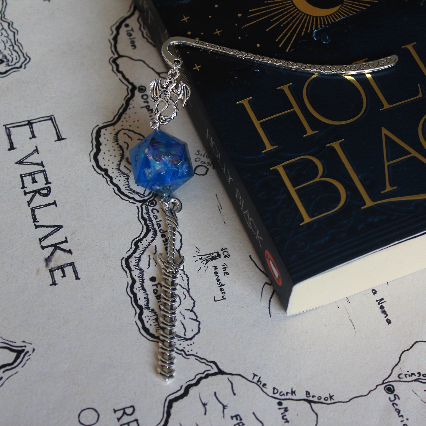 Moonlight Dance Metal Bookmark with Dice