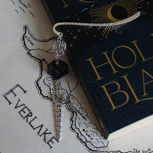 Whispers of the Never Metal Bookmark with Dice