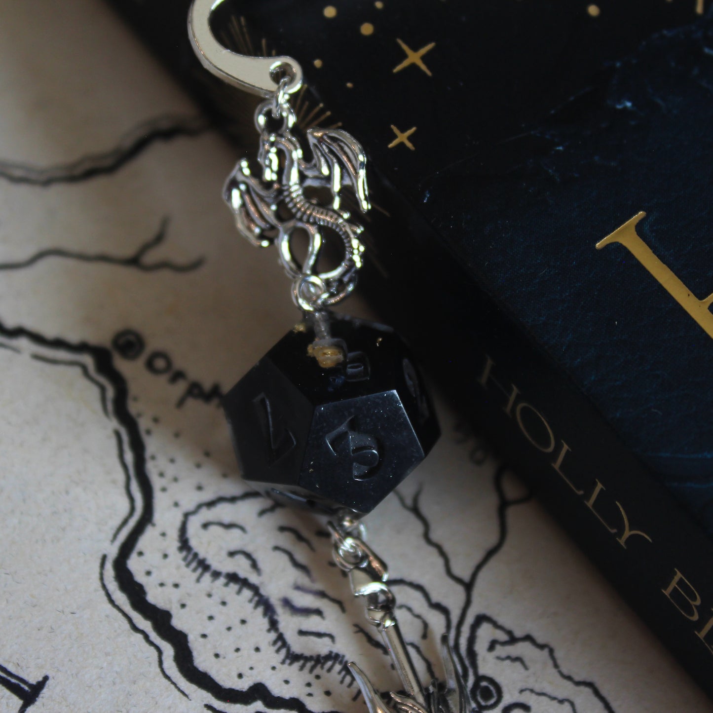 Whispers of the Never Metal Bookmark with Dice