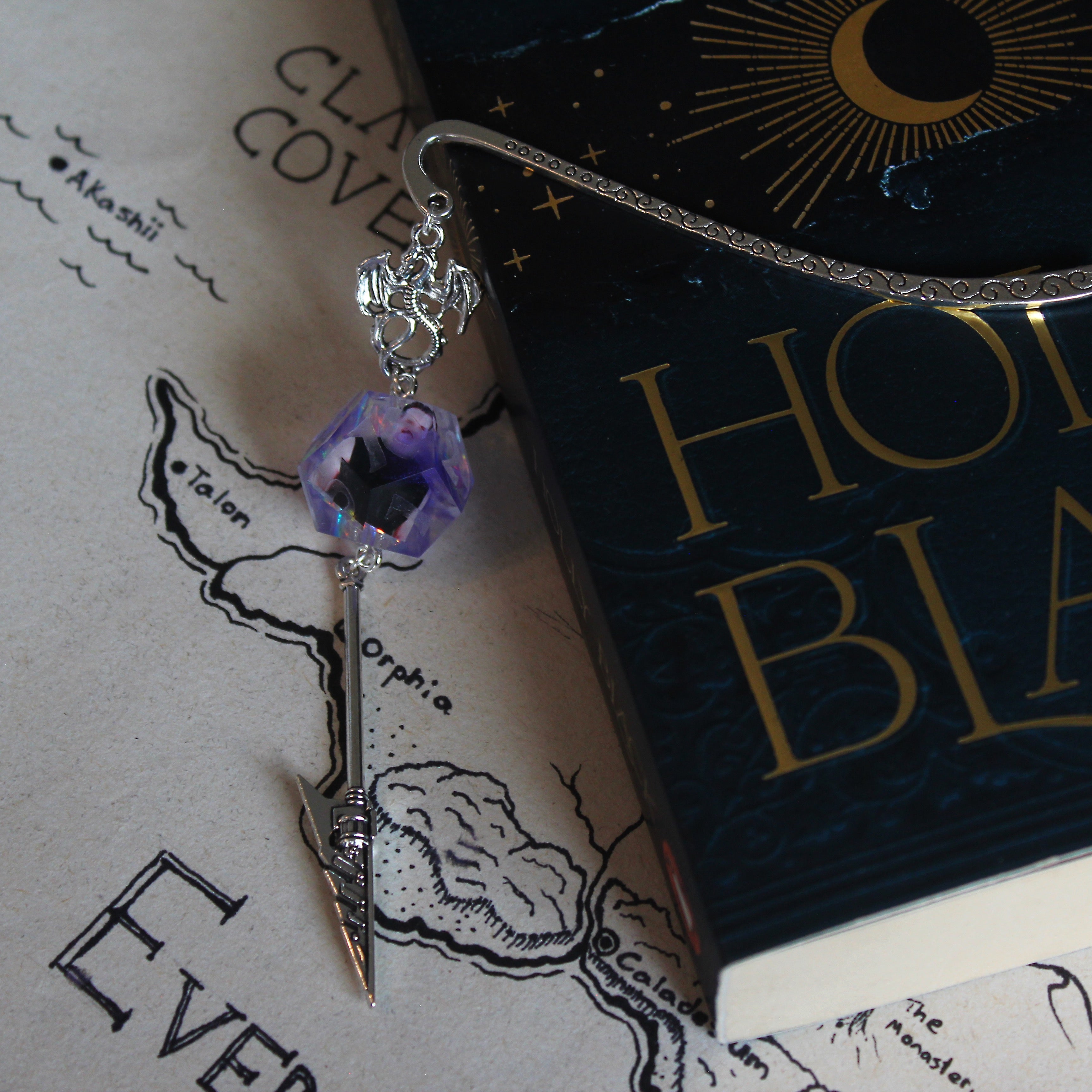 Purple Pedro (Black Singlet) Metal Bookmark with Dice