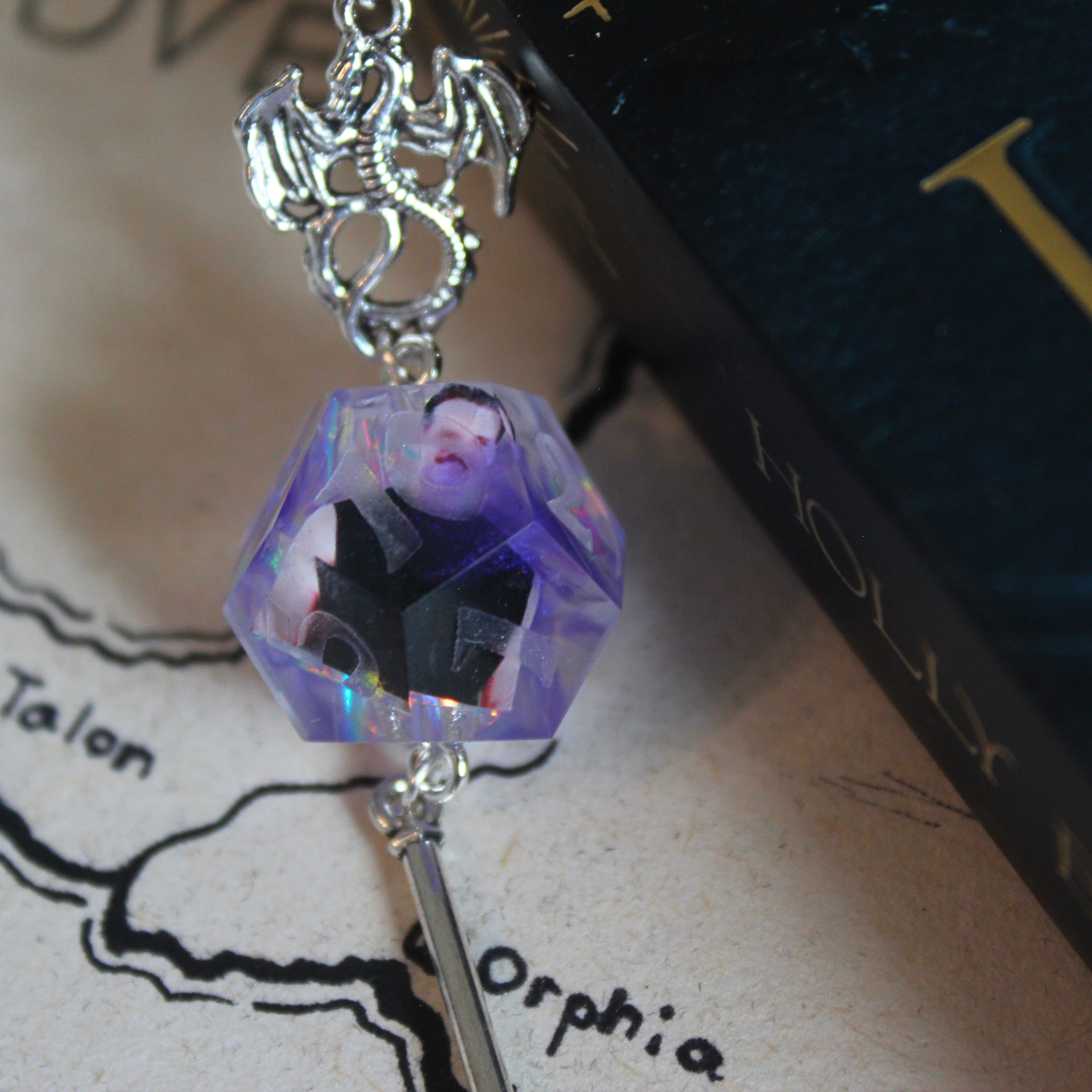 Purple Pedro (Black Singlet) Metal Bookmark with Dice