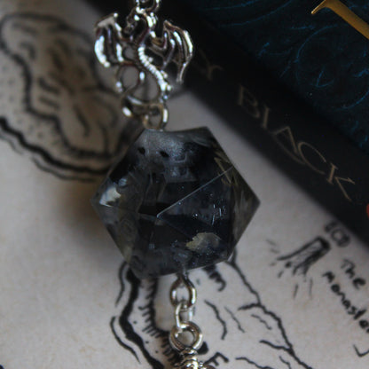 Midnight Flowers Metal Bookmark with Dice