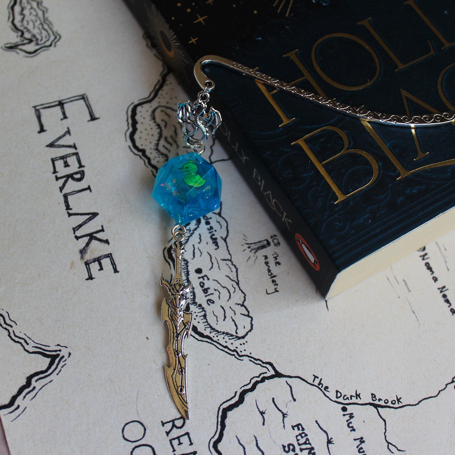 The Duckpond Metal Bookmark with Dice