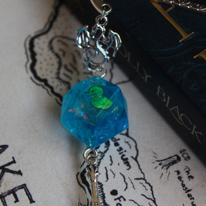 The Duckpond Metal Bookmark with Dice