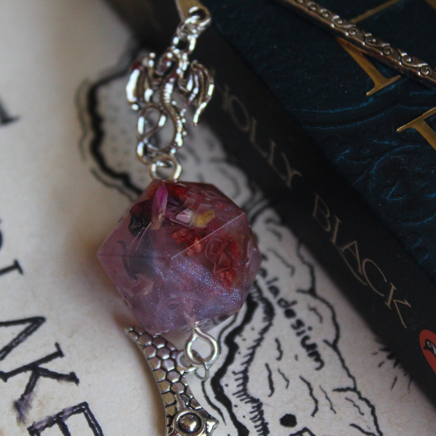 Pretty Pink Cat Metal Bookmark with Dice