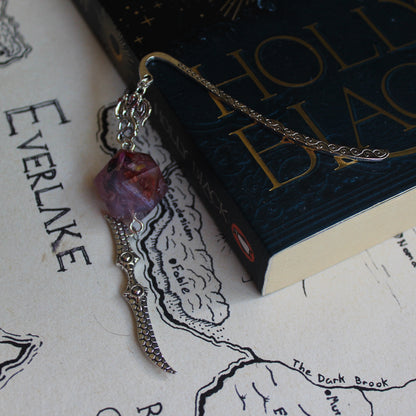 Pretty Pink Cat Metal Bookmark with Dice