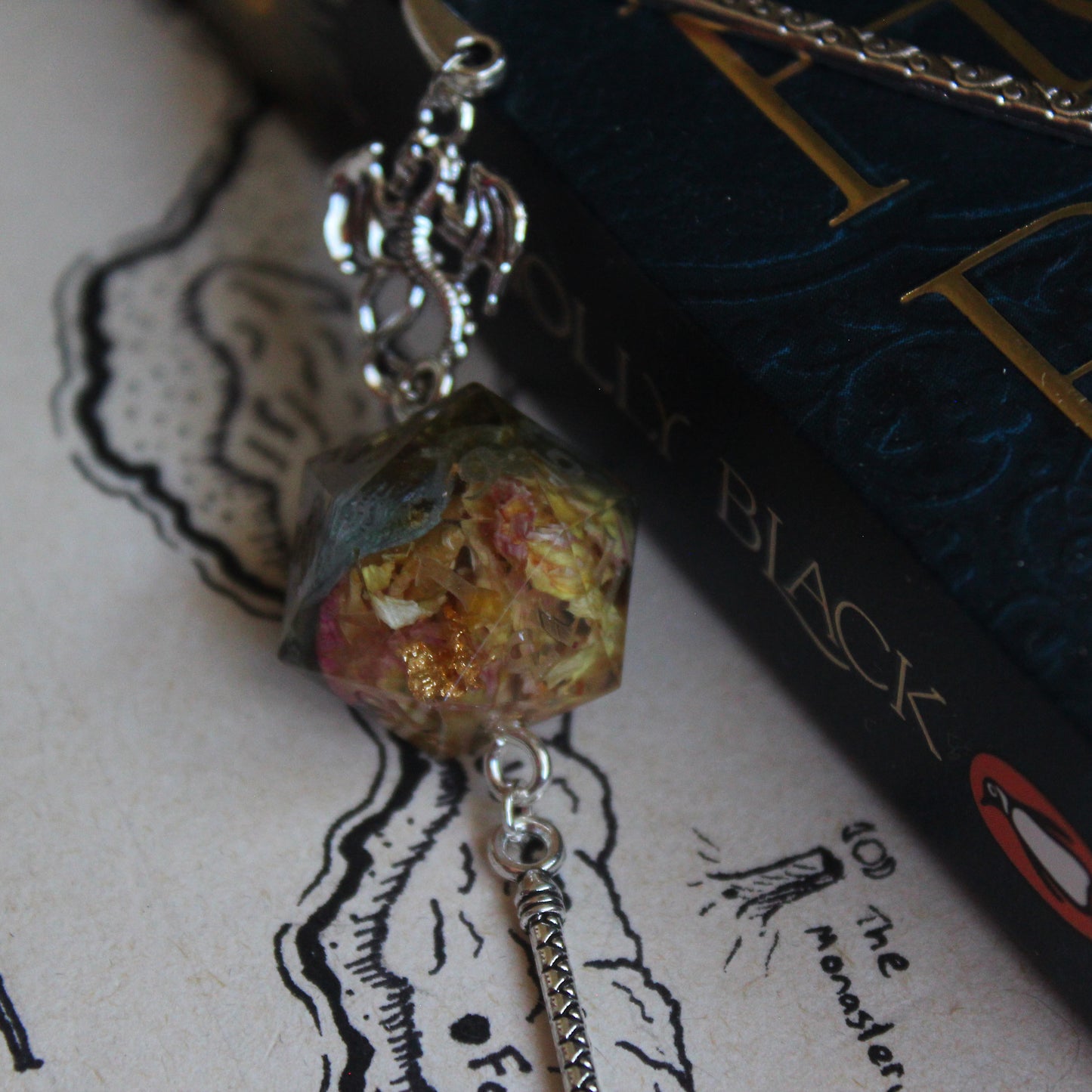 Woodland Flowers Metal Bookmark with Dice