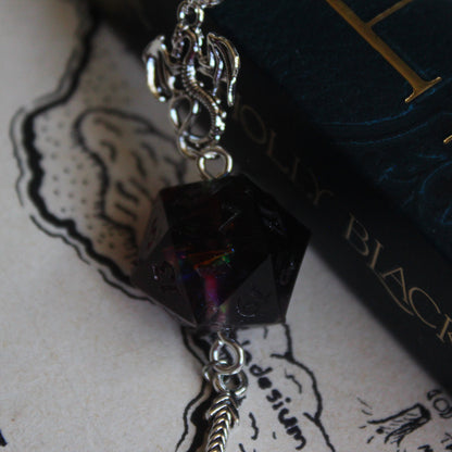 Cherry Blood Metal Bookmark with Dice