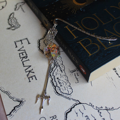 Feathered Sunlight Metal Bookmark with Dice