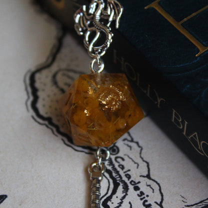 Australian Wattle Flower Metal Bookmark with Dice