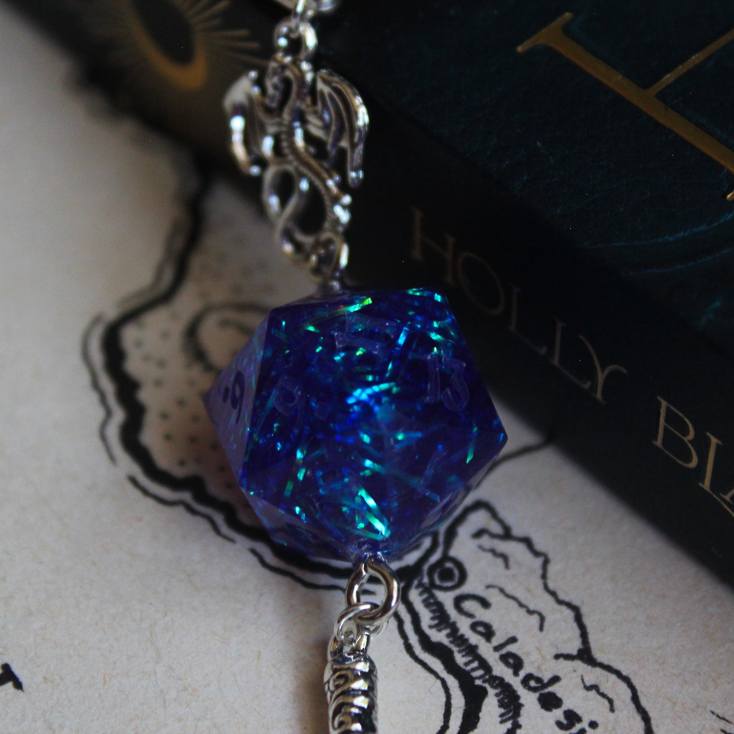 Aurora Meadow Metal Bookmark with Dice