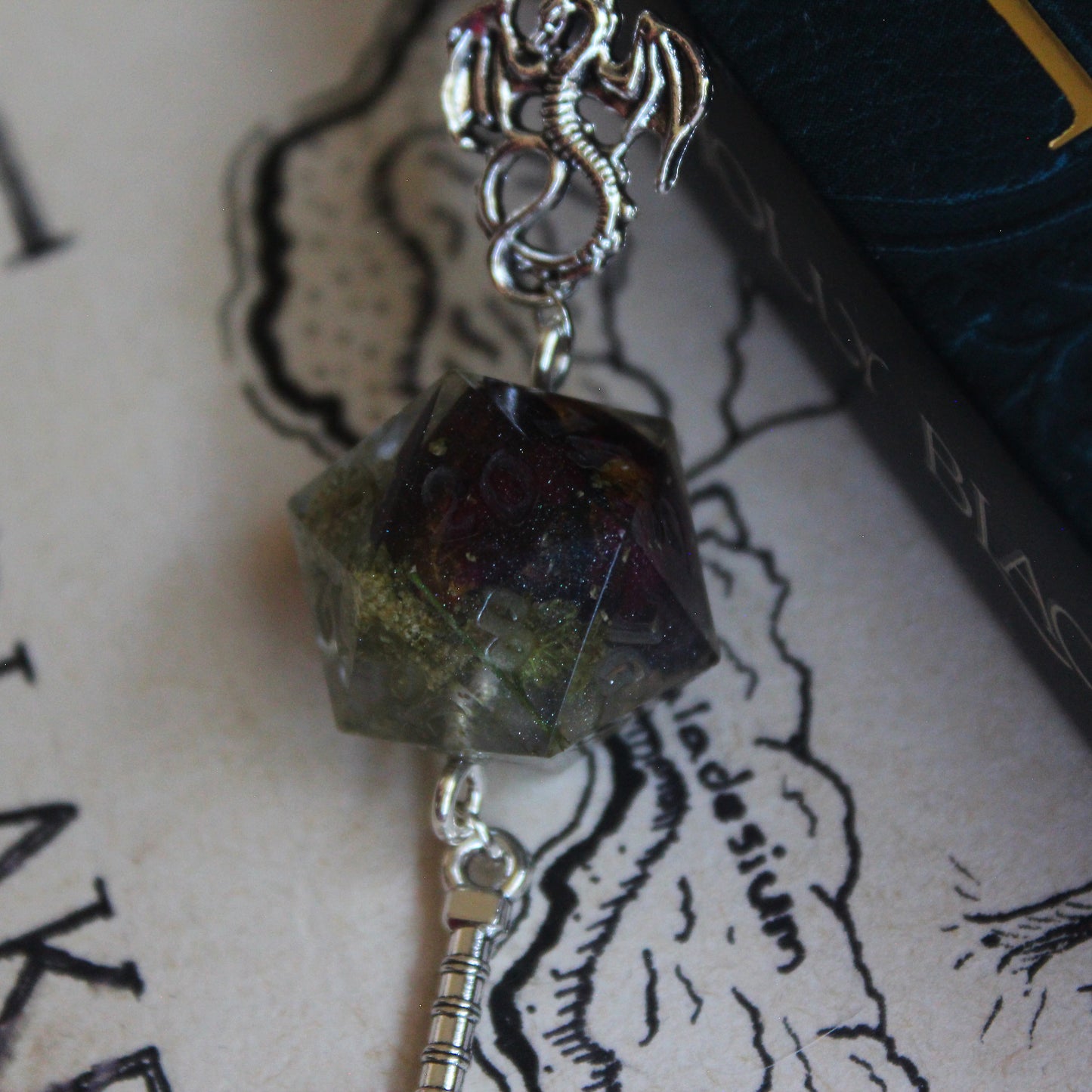 River Flowers Metal Bookmark with Dice