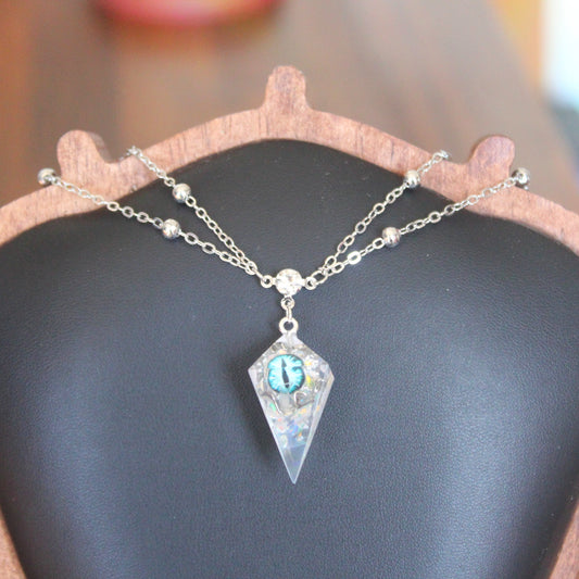 Silver Eye of the Dragon Dice Necklace