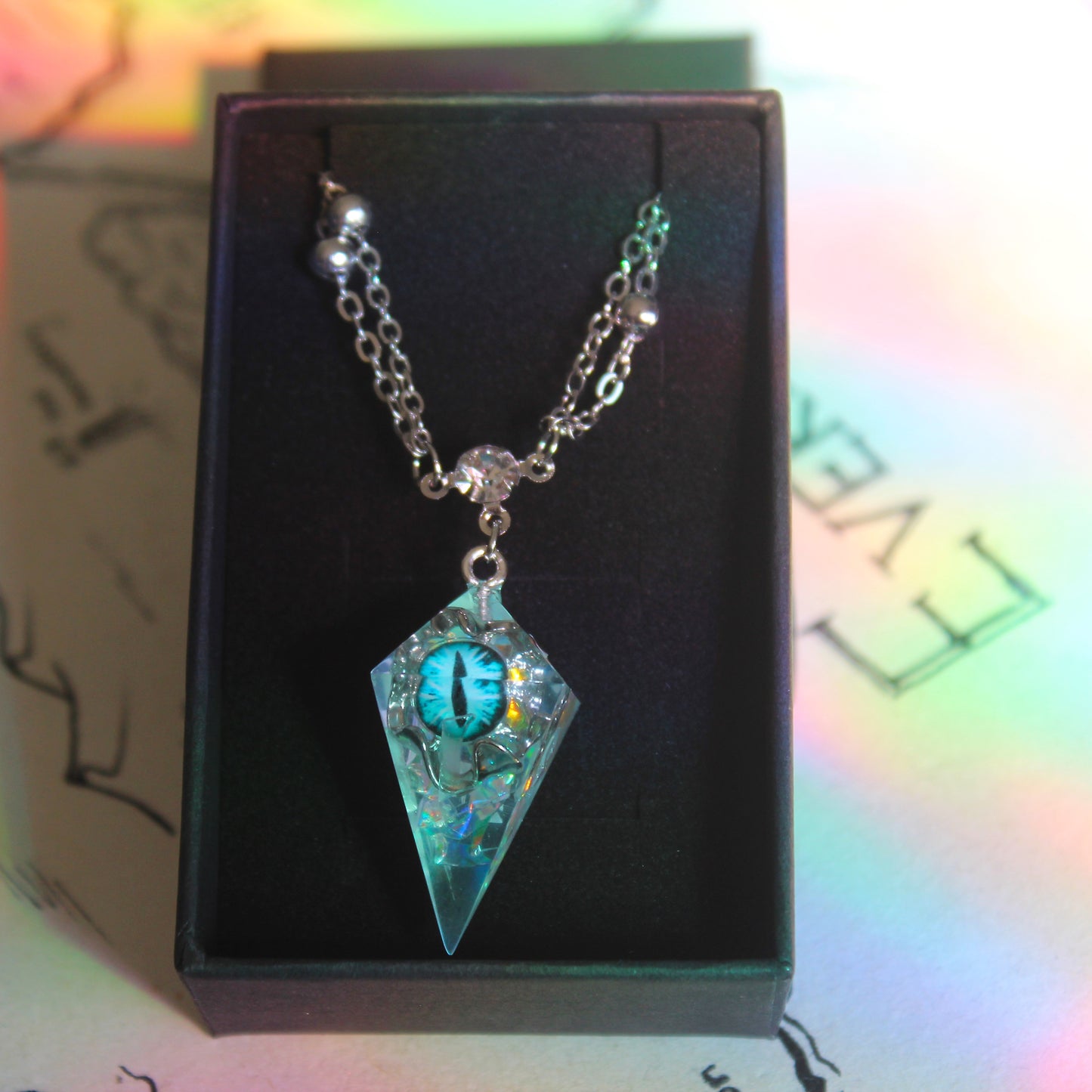 Silver Eye of the Dragon Dice Necklace
