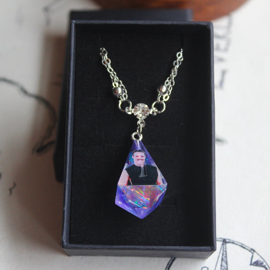 Purple Disco Pedro Pascal Dice Necklace