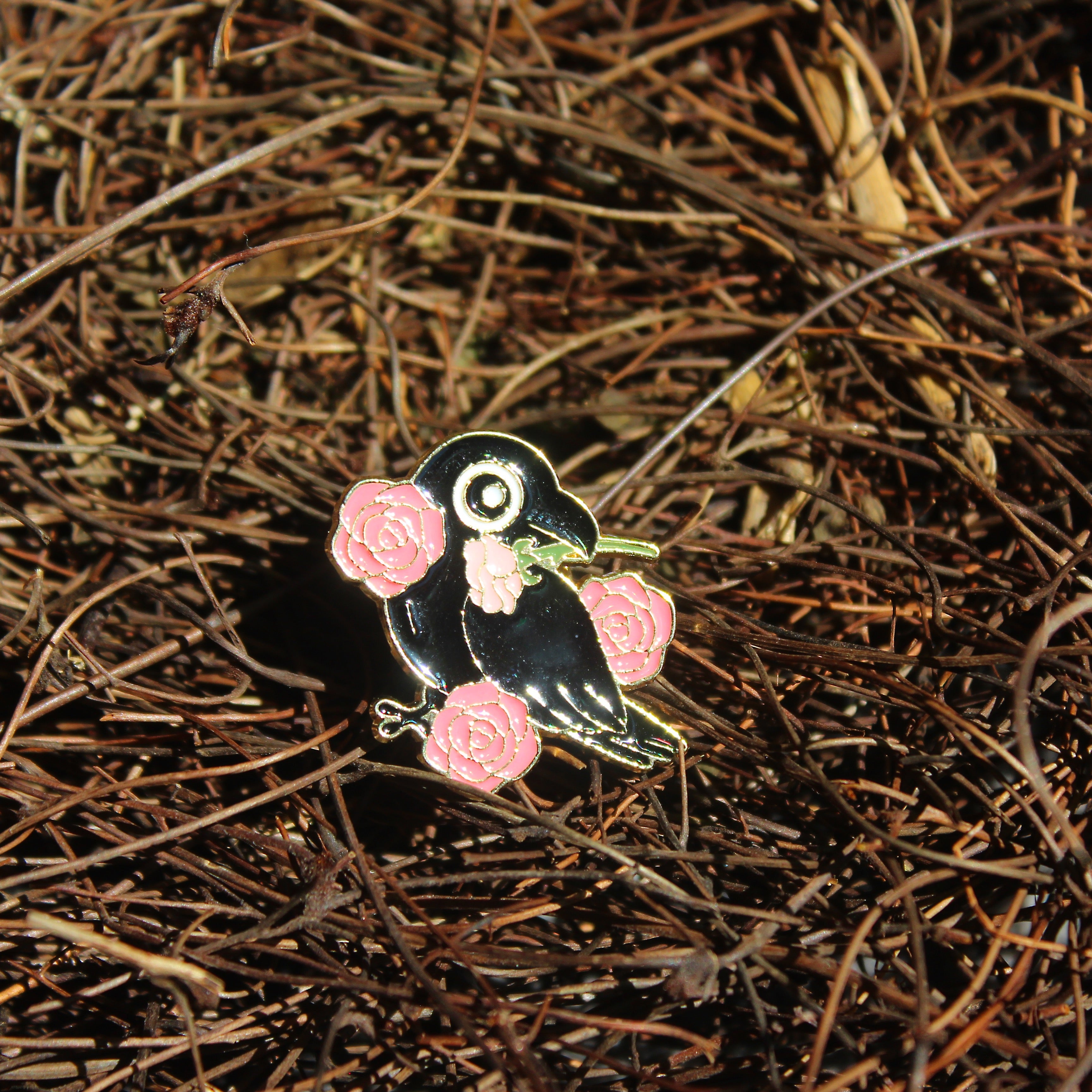 Rose Raven D&D Enamel Pin