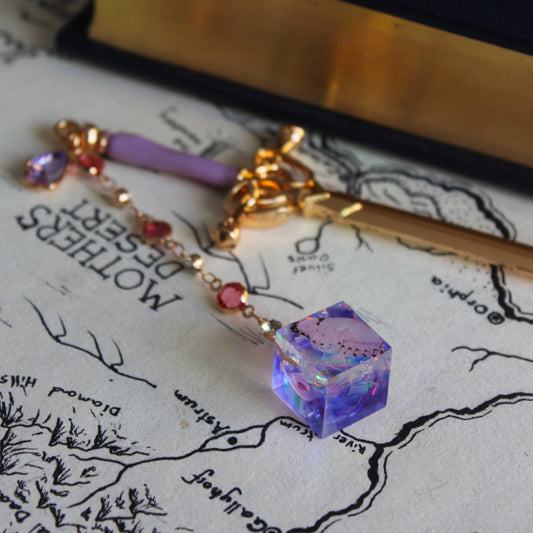 Lavender Field with Butterflies Hair Sword with Dice