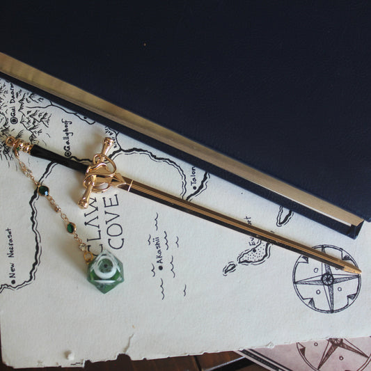 Eye of the Enemy Hair Sword with Dice