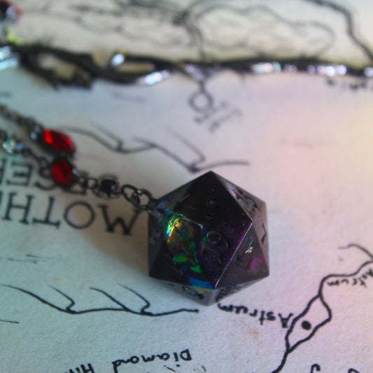 Crimson Red Raven Hair Stick with Dice