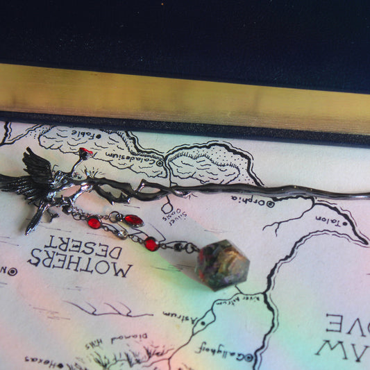 The Raven's Red Bouquet Hair Stick with Dice