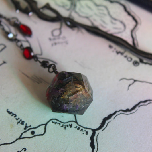 The Raven's Red Bouquet Hair Stick with Dice