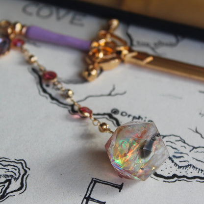 Enchanted Pink Flower Hair Sword with Dice