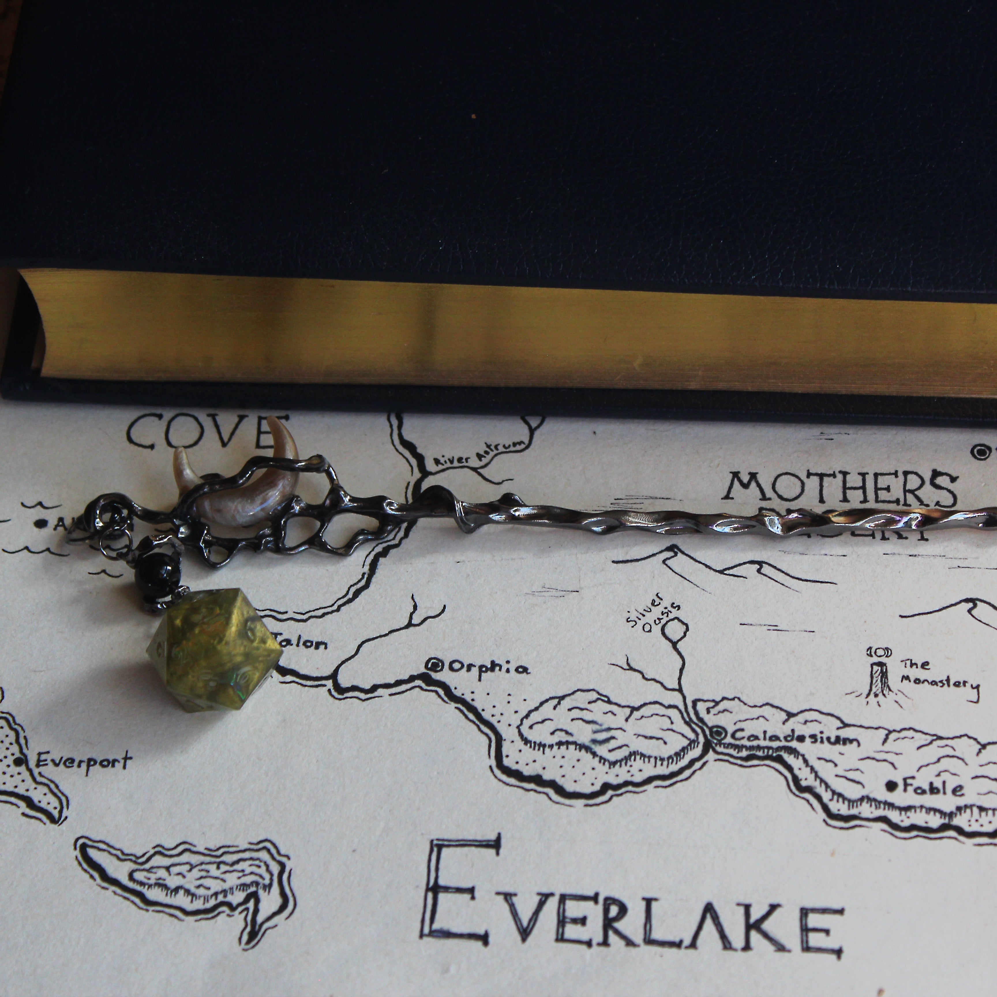 Goblin's Gold Nugget Hair Stick with Dice