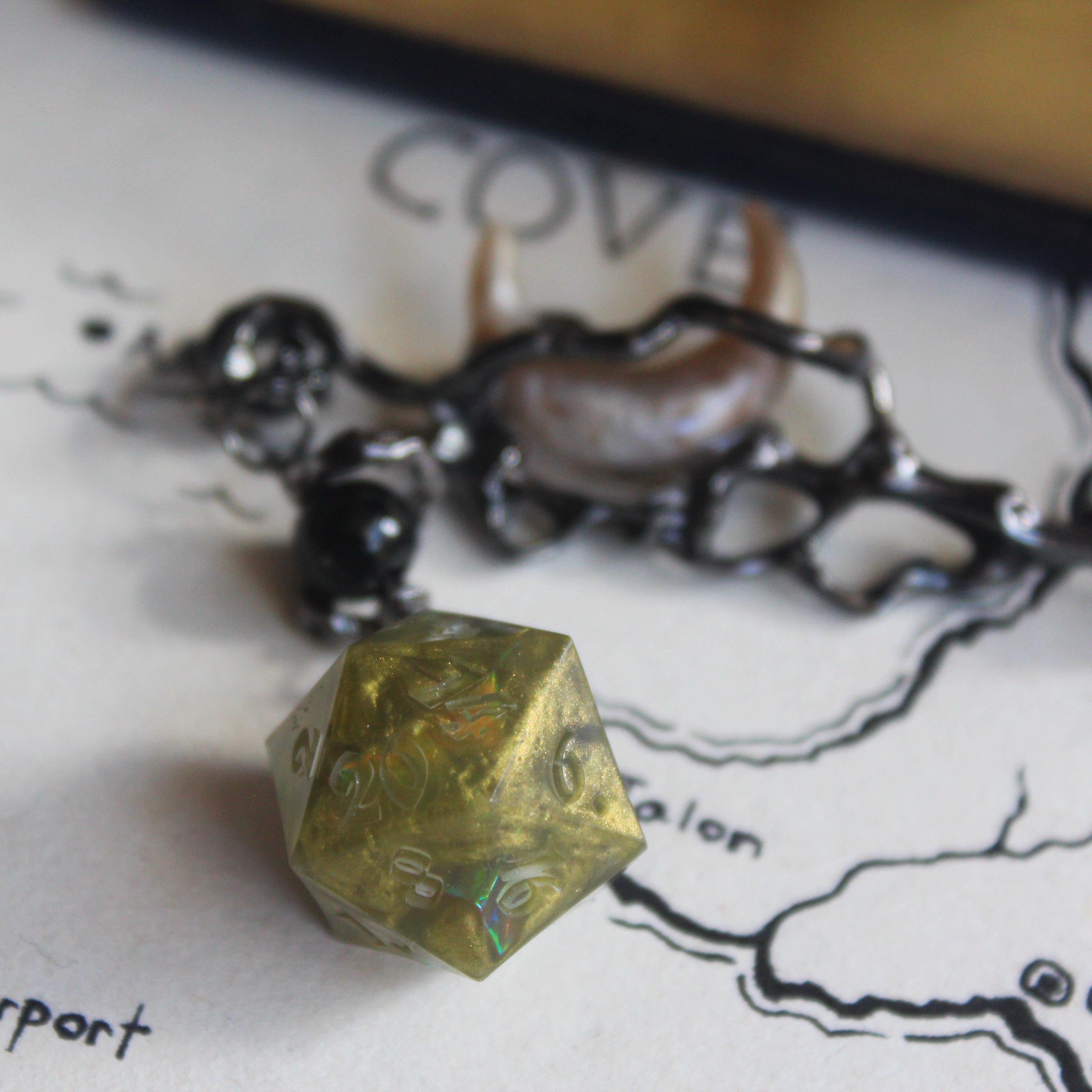 Goblin's Gold Nugget Hair Stick with Dice