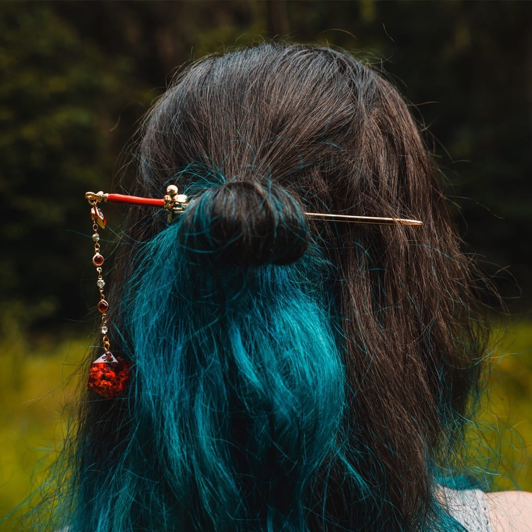 Red as Rubies Hair Sword with Dice