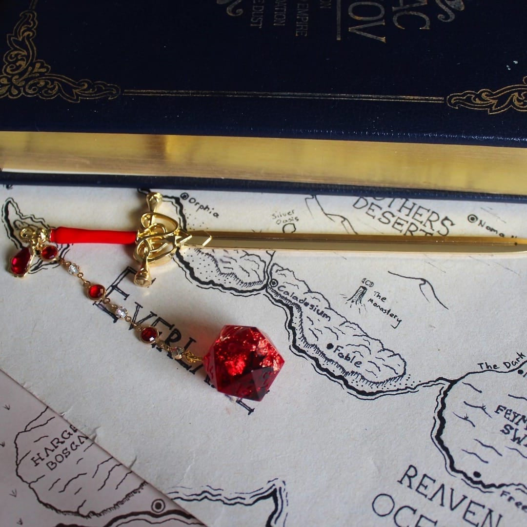 Red as Rubies Hair Sword with Dice