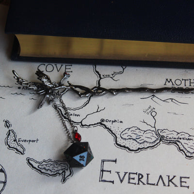 Treasure of the Raven Hair Stick with Dice
