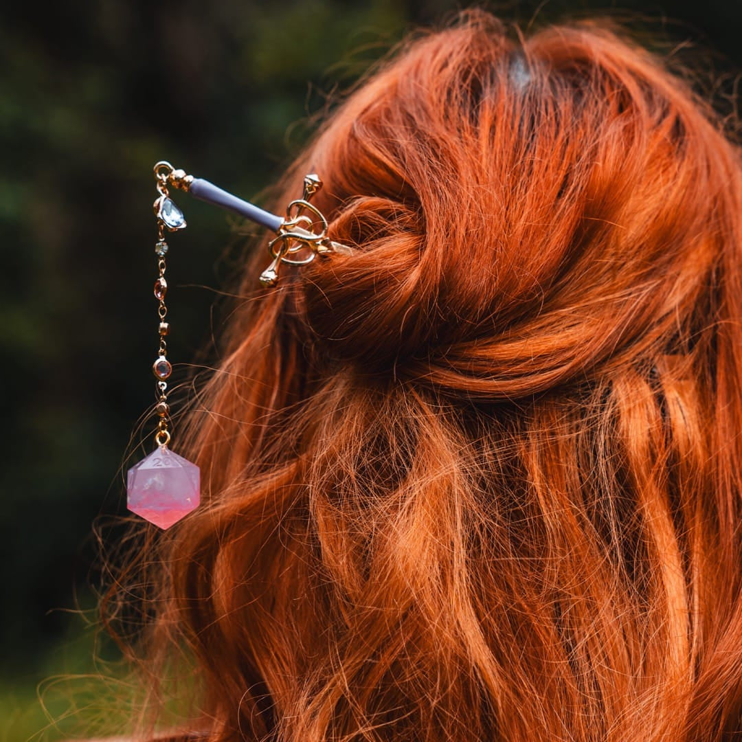 Pink Lily Garden with Sparkles Hair Sword with Dice