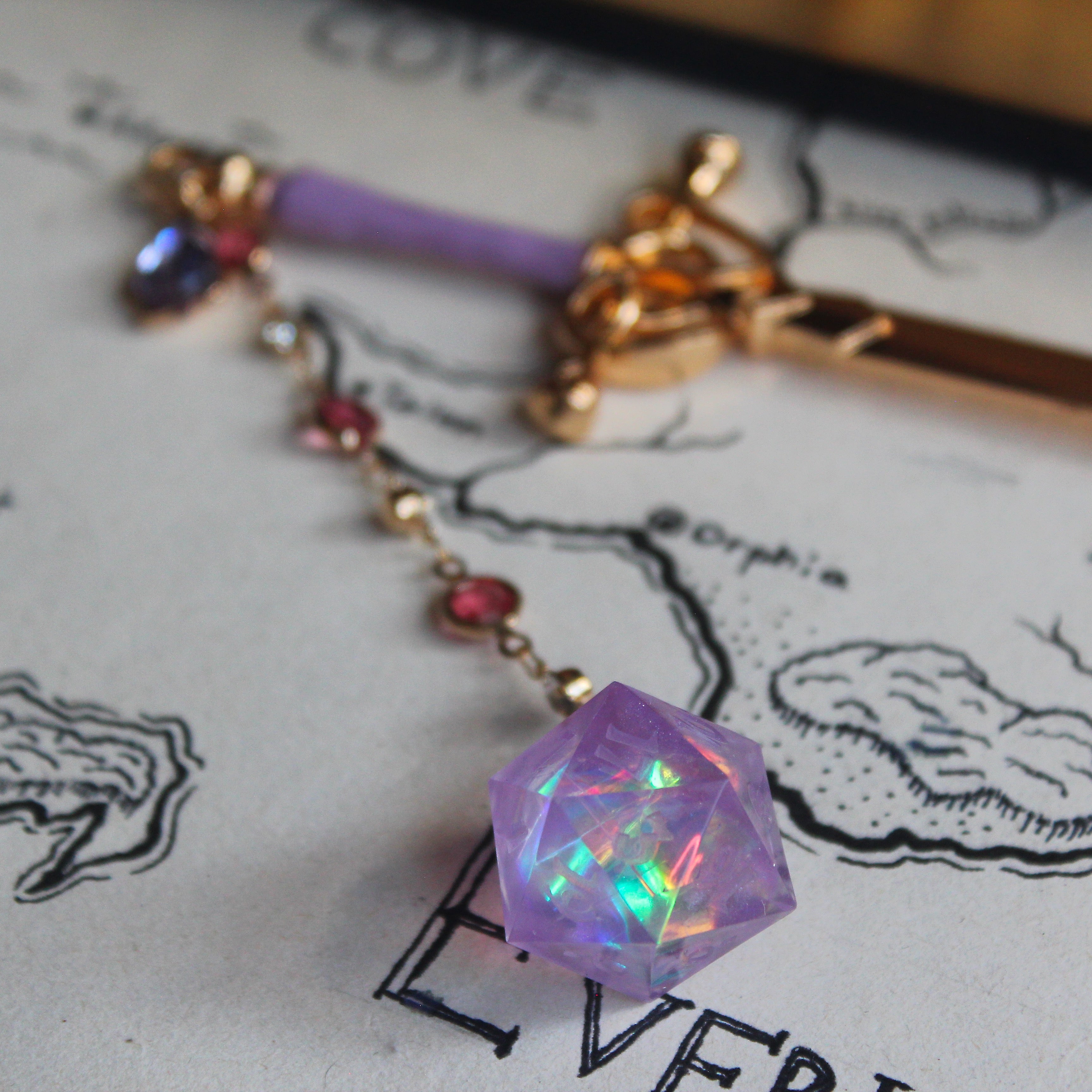 Lilac Garden with Sparkles Hair Sword with Dice