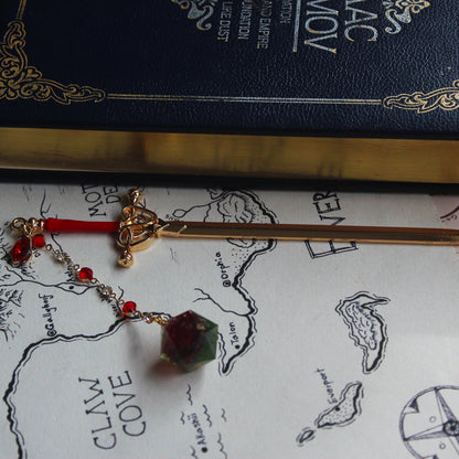 Red Rose & Moss Hair Sword with Dice