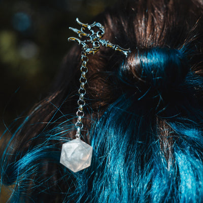 Gold Moon & Stars Hair Trident with Dice