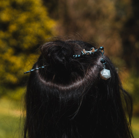 Gold Moon Sparkles in the Sky Hair Stick with Dice