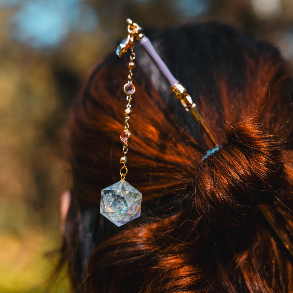 Lilac Garden with Sparkles Hair Sword with Dice