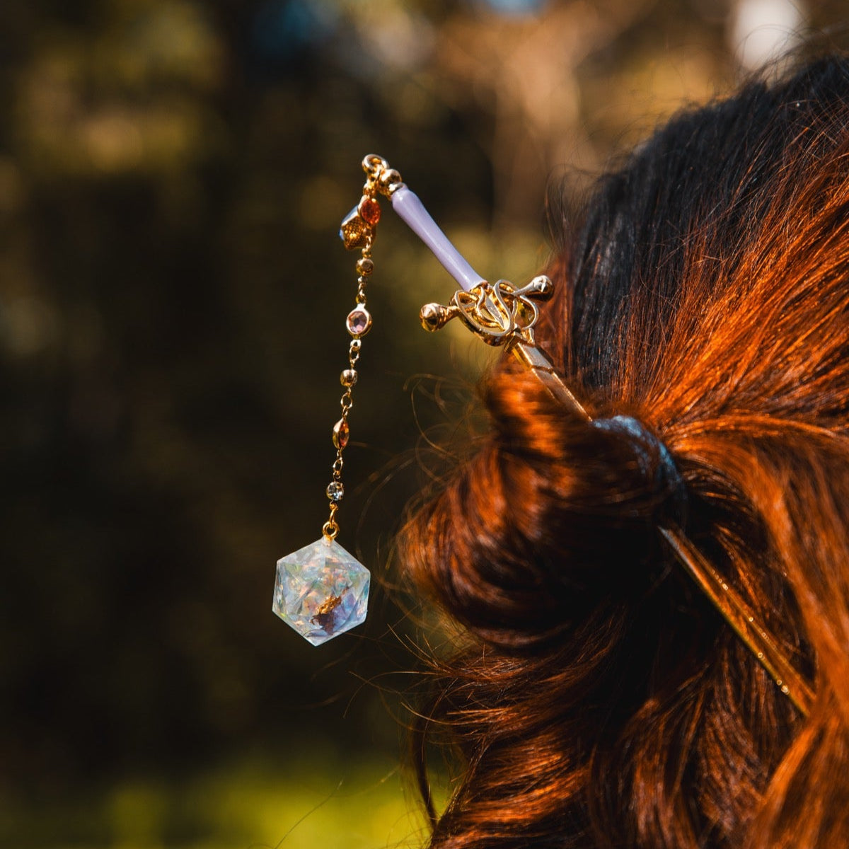 Lilac Garden with Sparkles Hair Sword with Dice