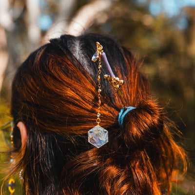 Lilac Garden with Sparkles Hair Sword with Dice