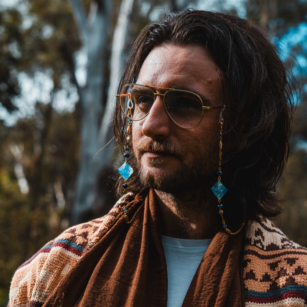 Mermaid Blue Glasses Chain with Dice