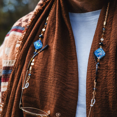 Mermaid Blue Glasses Chain with Dice
