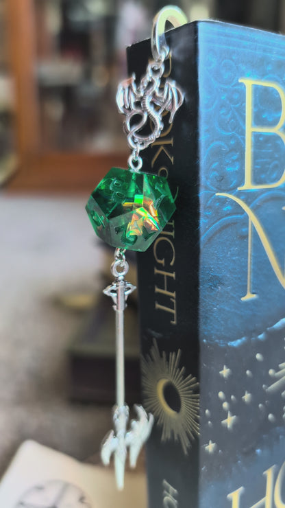 Emerald-Green Angel Metal Bookmark with Dice